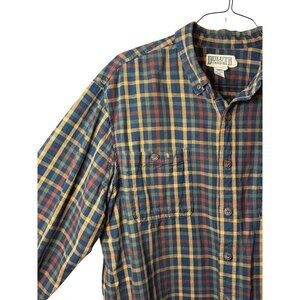 VTG Duluth Trading Co Mens XL Free Swingin Flannel Plaid Button Shirt Workwear